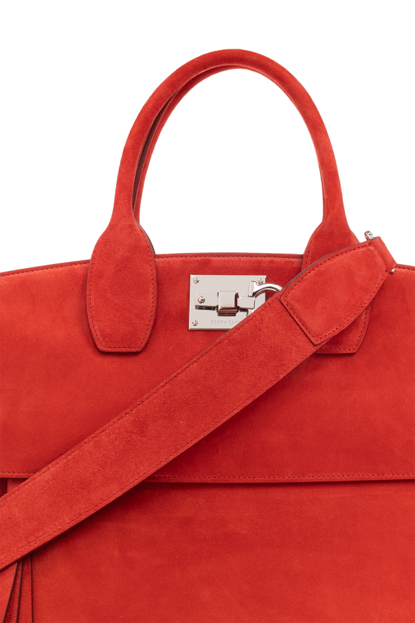 Red 'Ferragamo Studio Soft Large' Trunkper bag Bailey